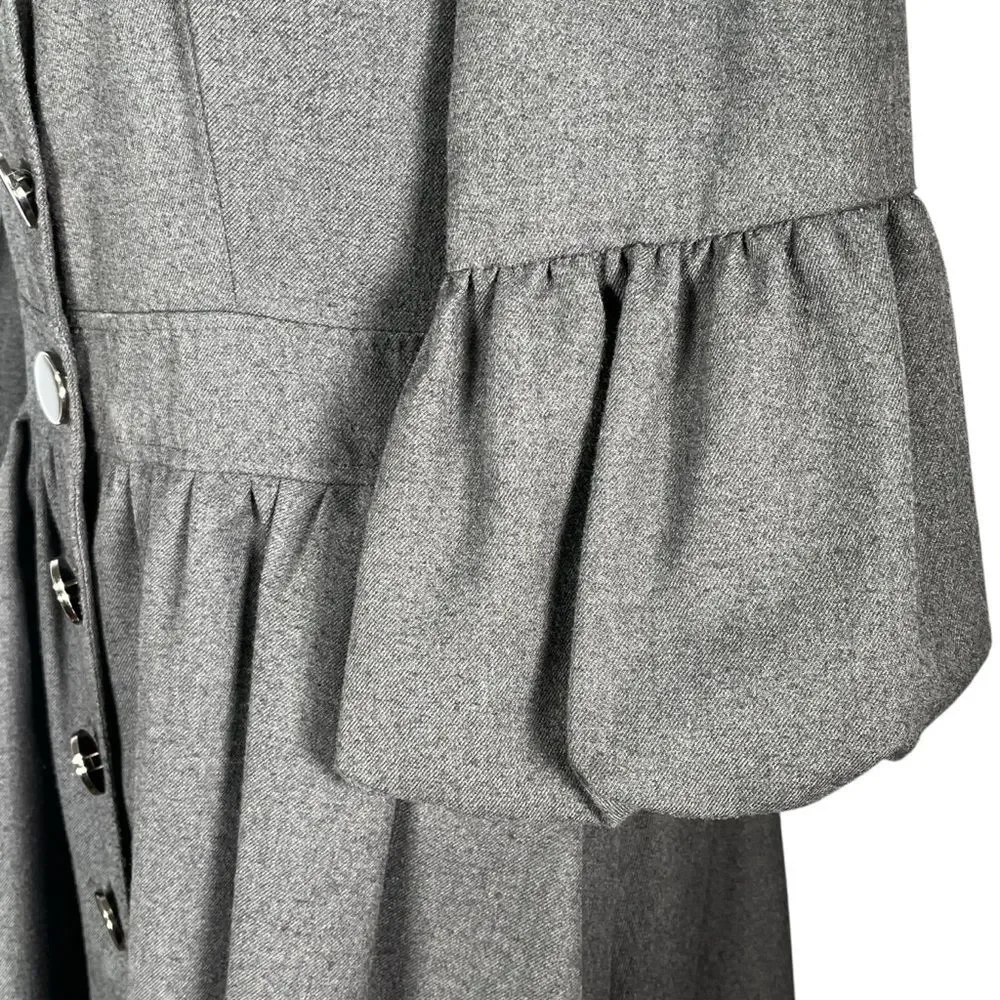 Forever 21 Gray Jacket Fit Flare Coat Steampunk Whimsygoth Puff Balloon Sleeve